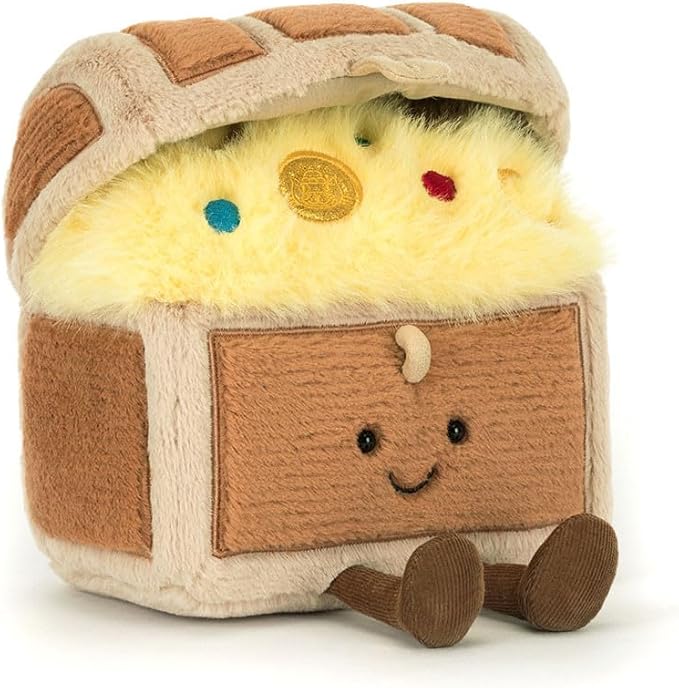 6-Inch Treasure Chest Stuffed Animal Plush Toy, Creative Monster Shape Plushie, Cute Stress Relief Gift