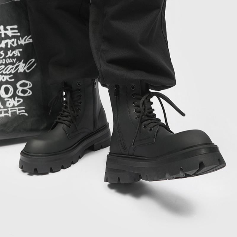 Модная мужская обувь Fad Velvet Высокие мужские ботинки Платформа Матовая кожа Ботинки-локомотивы Высококачественные ботильоны на толстой подошве Botas Hombre