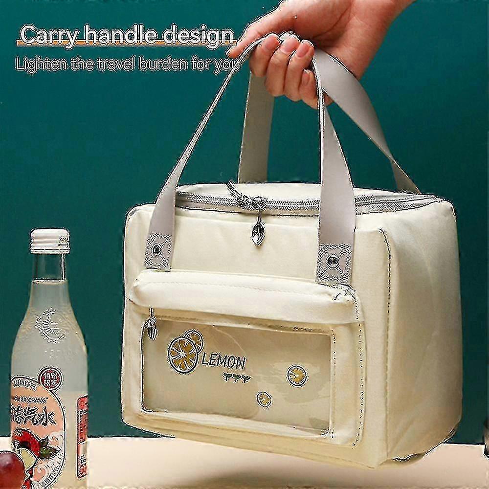 Padded Square Lunch Box Bag with Small Front Pocket for Work or School_h (Color: Purple Bee)