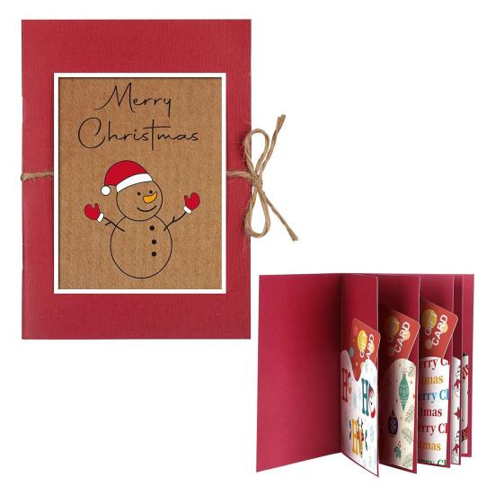 Christmas Gift Card Holder 5 Slots Postcard Card Sleeve Christmas Tree/Snowman Money Holder Envelope Booklet for Xmas Party Supplies