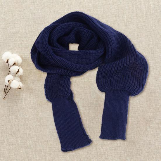 Women Knitted Scarf with Sleeve Fall Winter Warm Shawl Wrap Cardigan Solid Color Thickened