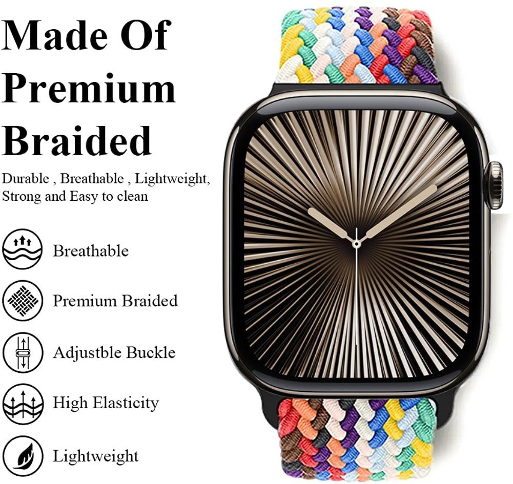 Нейлоновый плетеный ремешок-петля для Apple Watch Ultra/2 49 мм 10 9 8 7 46 мм 45 мм 41 мм 6 5 4 SE 44 мм 40 мм Эластичный ремешок для iWatch 3 42 мм