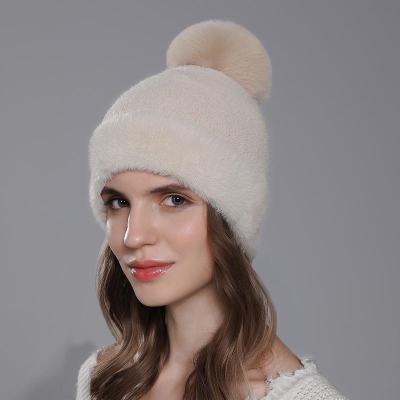 Женские шапки-бини, теплая двухслойная подкладка, утолщенная фланелевая шляпа, модная искусственная помпоновая зимняя повседневная шапка для девочек