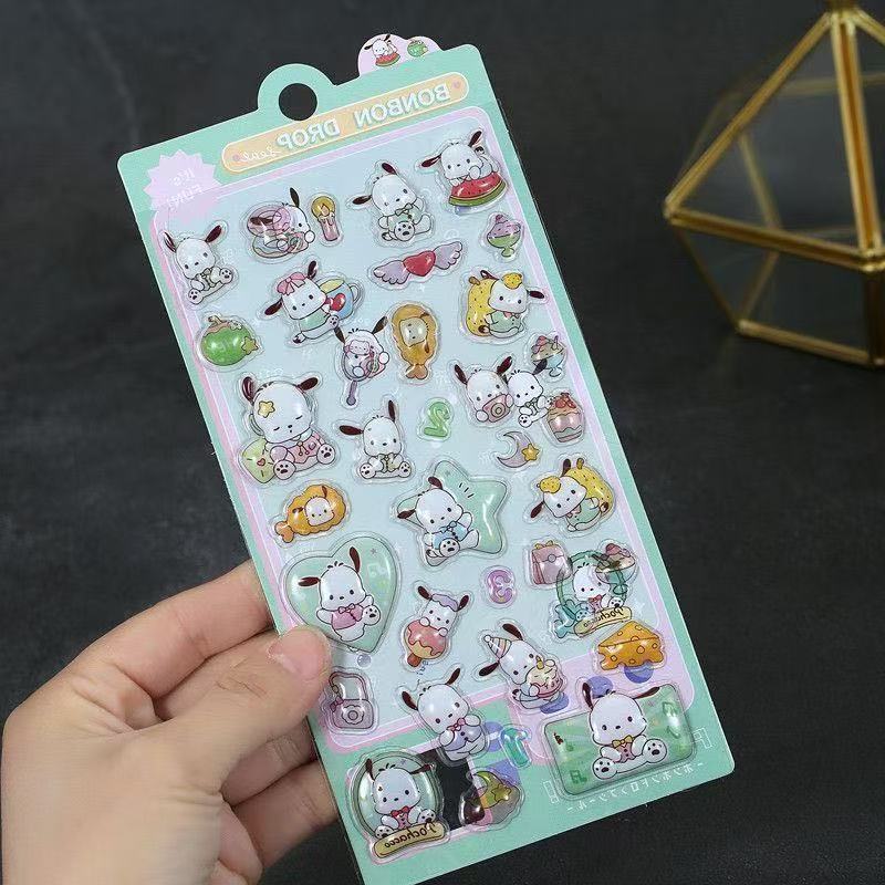 10pcs Kuromi Pochacco Cinnamoroll Cartoon Relief Fun Stickers 3d Stickers Cute Stereo Stickers Children Handmade Diy Accessories