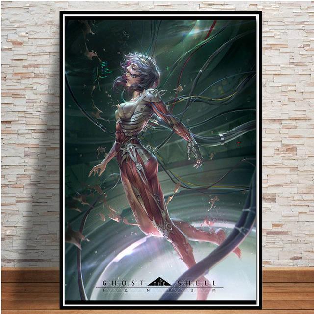 Ghost In The Shell Fight Police Future Sci-Fi Poster and Prints Japan Anime Canvas Printing Wall Art Picture for Room Home Decor