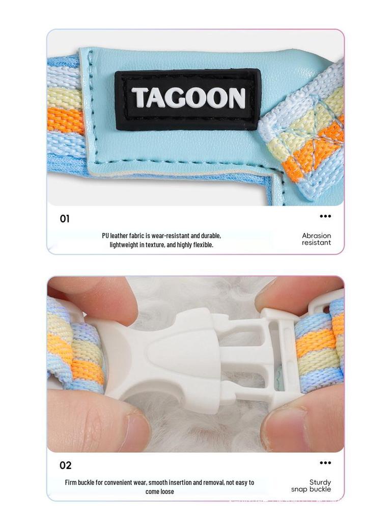 Дышащая шлейка с цветными блоками и поводок для маленьких/средних собак - Тедди, Сиба-ину