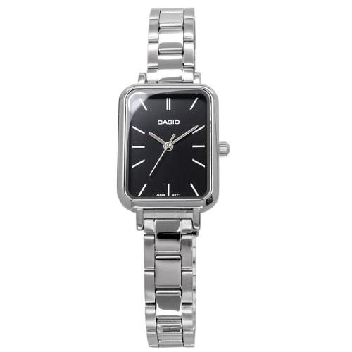 Casio Casio Standard Cheap Casio Women's Brass Metal Watch, Silver/Black, LTP-V009D-1E