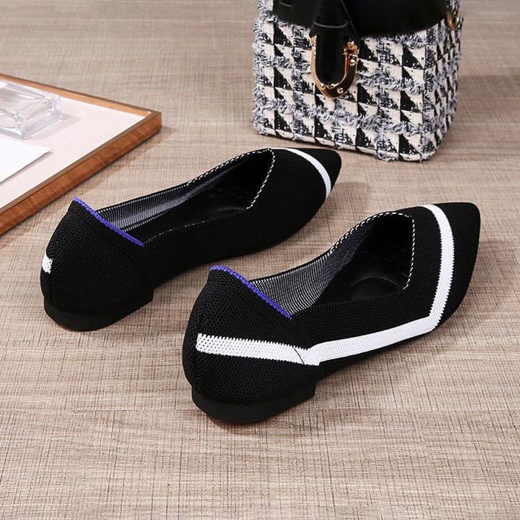 Туфли на плоской подошве с острым носком, дышащие летние туфли мелкой вязки, женская универсальная повседневная обувь с мягкой подошвой, обувь для ленивых, рабочая обувь