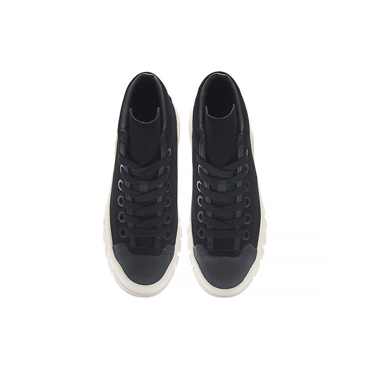 Ботинки из кожи Li Ning, удобные, универсальные, амортизирующие, нескользящие, износостойкие, высокие, повседневные туфли, мужские ботинки, черные, AZGS143-2