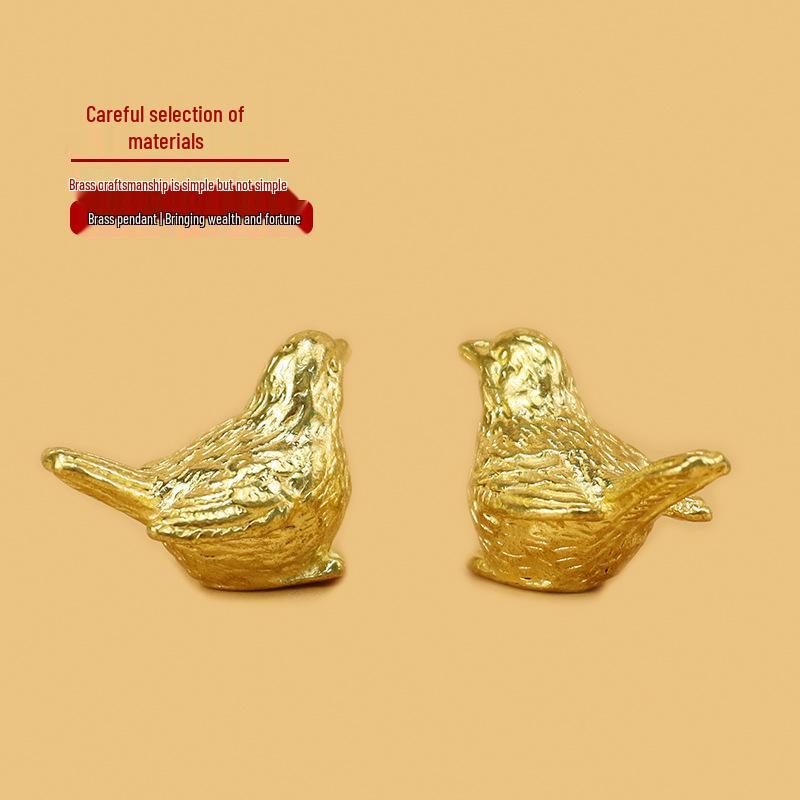 Brass Mahjong Mini Ornaments: Creative Micro-Landscape Decorations with Small Birds