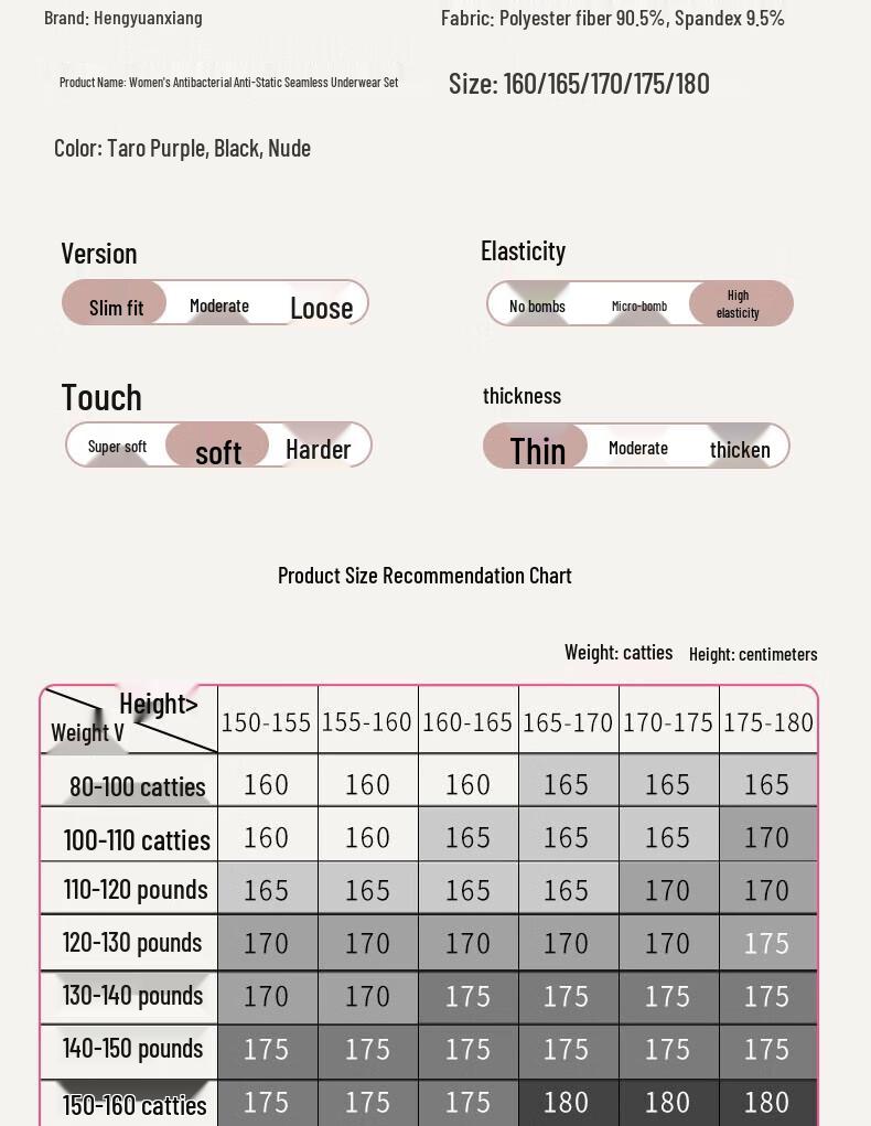 Hengyuanxiang Women's Antibacterial Thermal Underwear Set