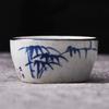 Exquisite Hand Painted Blue and White Coarse Pottery Ceramic Gongfu Teacup Set for Pu Er Tea Ceremony Small Cups Chinese Teaware