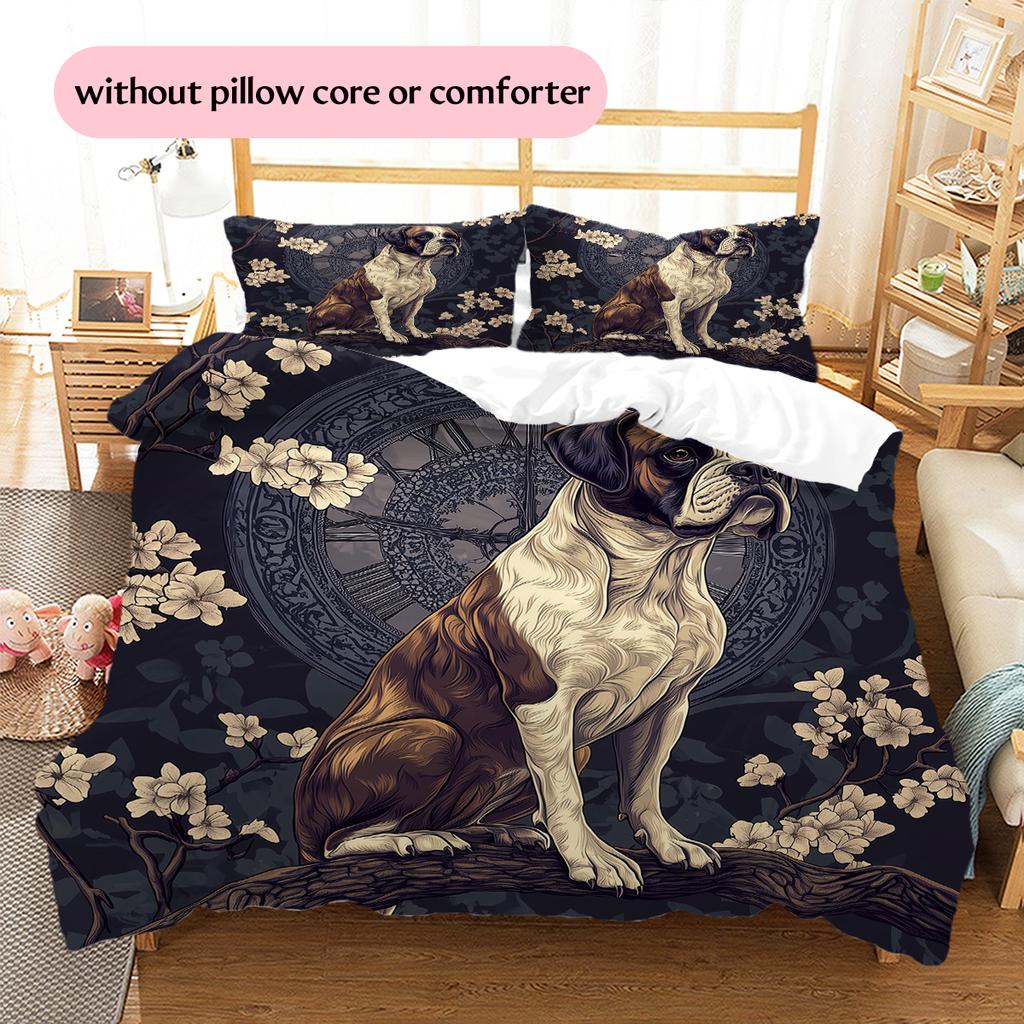 Boxer Pattern Bedding Home Decoration Birthday Gift (1 * duvet cover + 2 * pillowcase, without core)