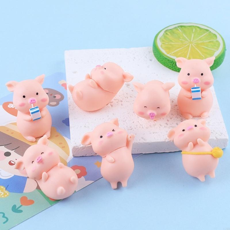 62KD Игривая фигурка свиньи, украшение, полимерная статуэтка свиньи, коллекция, миниатюры, декор