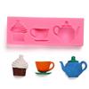 Новый 3D чайник, чашка, кекс, силиконовая форма для помадки, торт, кондитерский декор, форма для сахара, инструменты для выпечки