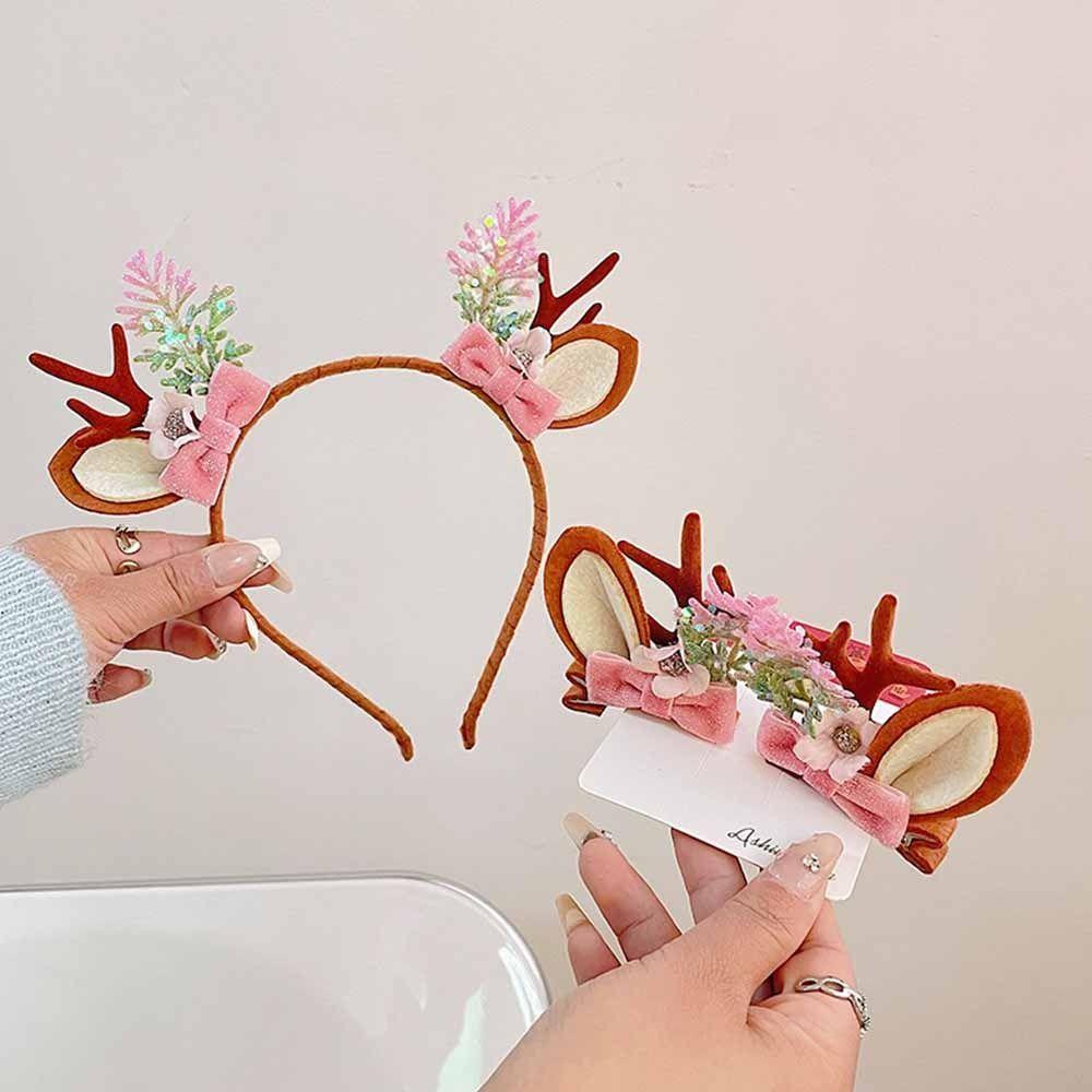 Headband Merry Christmas Decor Children Hair Clip Christmas Headwear Elk Hair Hoop Antler Hairpin