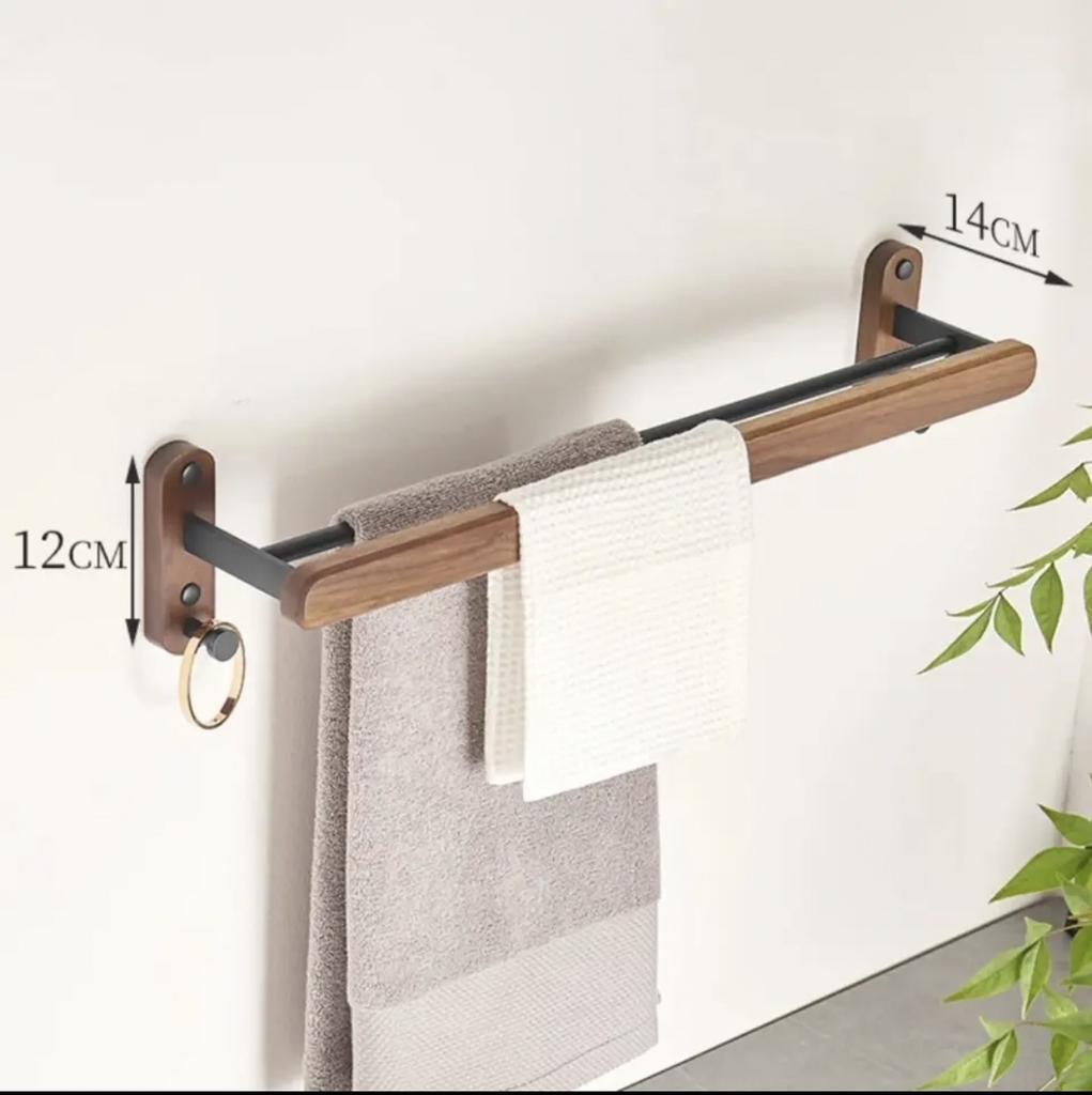 Nordic solid wood Light Luxury Towel Rack Bathroom Towel Set Перфорированная настенная полка для полотенец Аксессуары для ванной комнаты