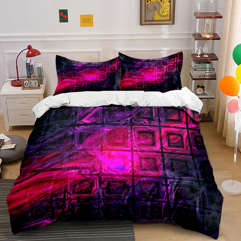 Neon pink geometric squares. Bedding sets Duvet cover sets Duvet covers Pillowcases(1*Duvet Cover 2*Pillowcases without duvet insert)