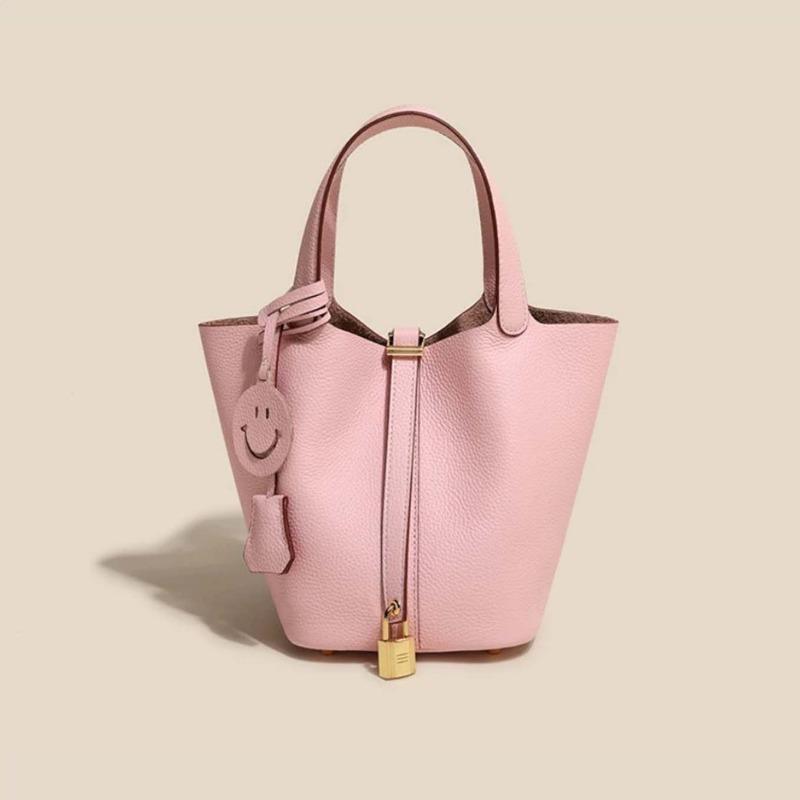 First Layer Cowhide Basket Bag Light Luxury Luxury Sense Genuine Leather Bucket Bag Fashion Everything Handbag