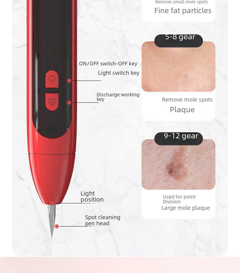 Набор из 12-скоростных ручек для удаления родинок: устройство для удаления родинок, ластик для черных родинок, очиститель для бровей, восстанавливающий крем, косметический карандаш, не оставляющий следов.