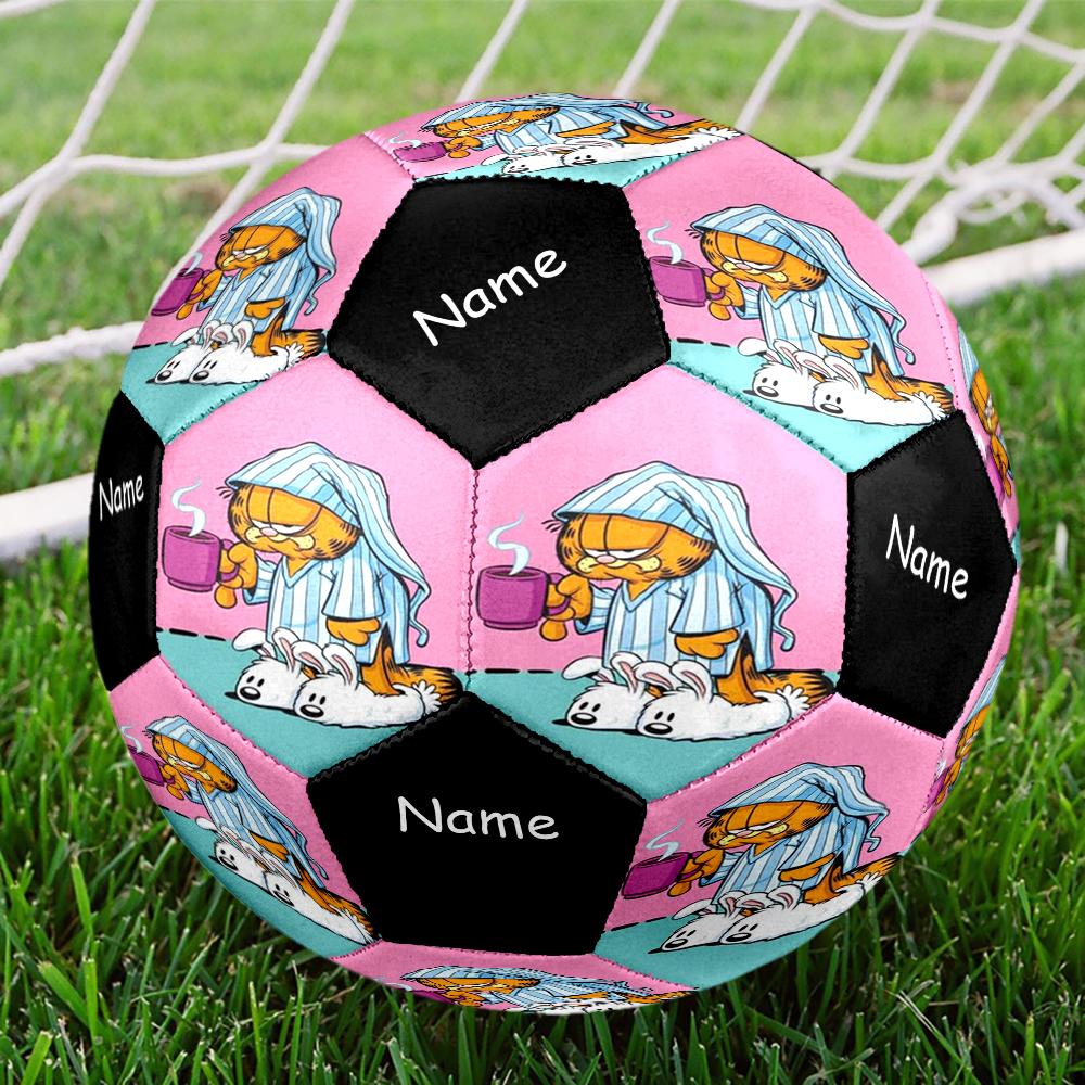 Custom Name Garfield Theme Size 5 Soccer Ball, Suitable for Both Indoor and Outdoor Matches, a Gift Suitable for Everyone.