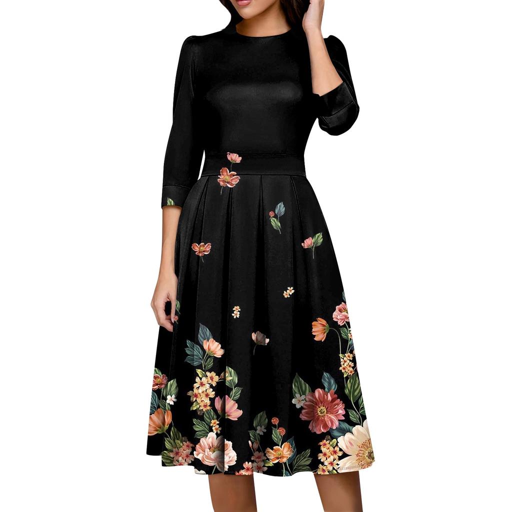 Женское повседневное и модное платье с карманом на рукаве 3/4 и молнией сзади