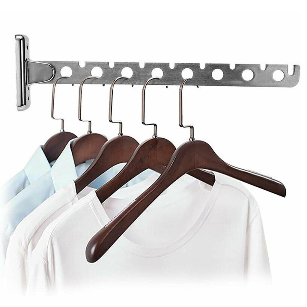 8/10 Holes Stainless Steel Clothes Hooks Wall Mounted Drying Rack Home Folding Clothes Organizer Space Saver for Closet Storages