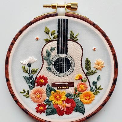 1 набор материалов для вышивки гитары для DIY вышивки крестом, включая инструменты и учебники по стежкам, подходит для начинающих. Набор материалов для вышивки
