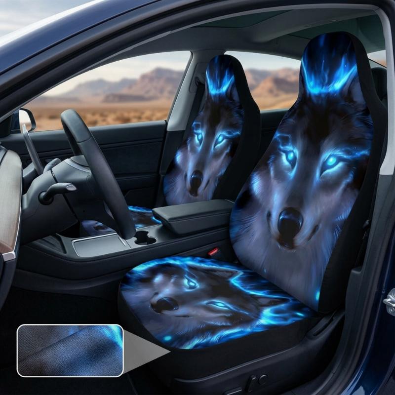Водонепроницаемые 3D чехлы-защиты на сиденье автомобиля с принтом волка, с эластичными ремнями для универсальной и легкой установки