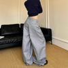 Women American Retro Y2K Suit Pants Loose Casual Vintage Pleated Wide-leg Pants Long Trousers