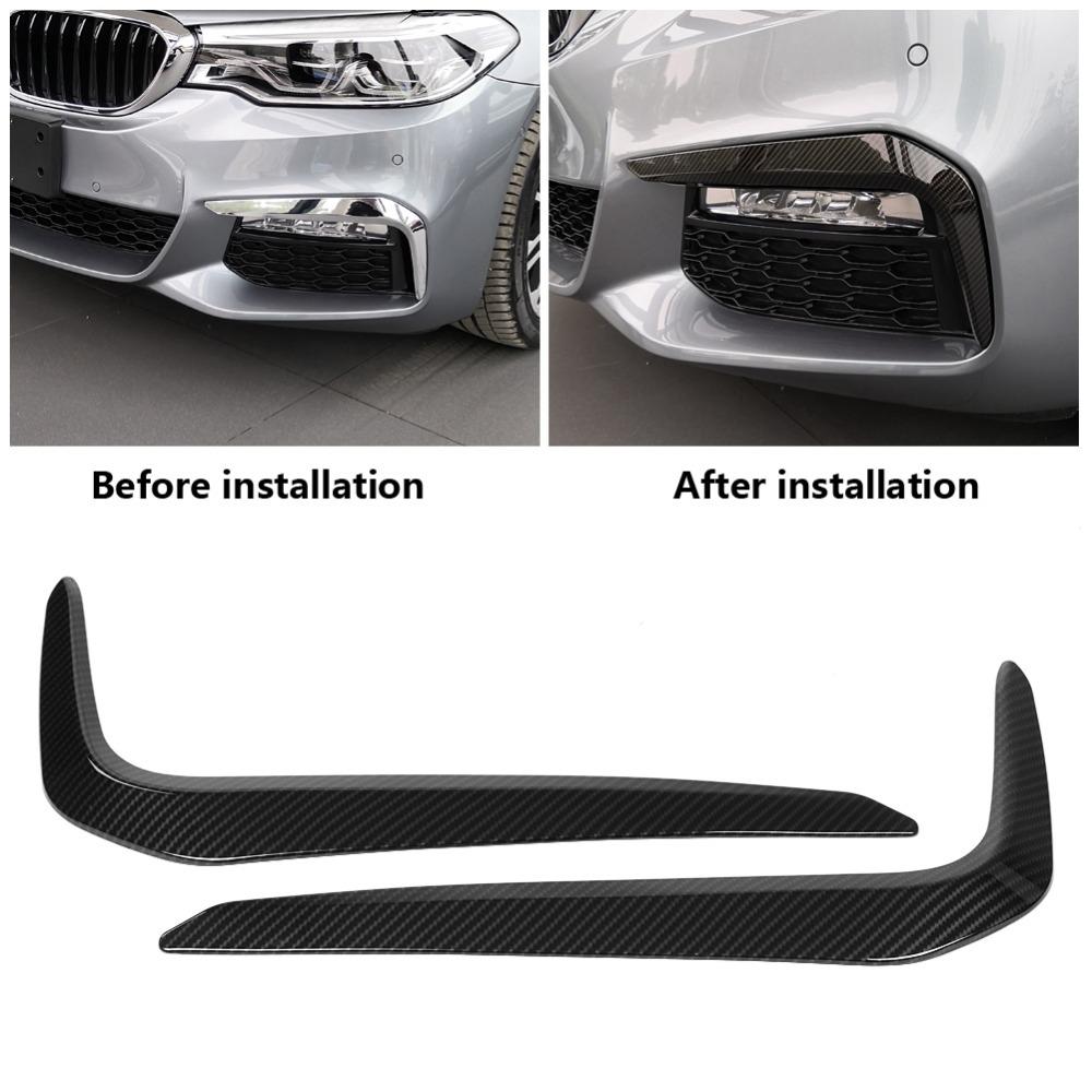 2pcs Carbon Fiber Style Car Front Foglight Lamp Eyebrow Eyelid Cover Trim Stickers for BMW 5 Series M Sport G30