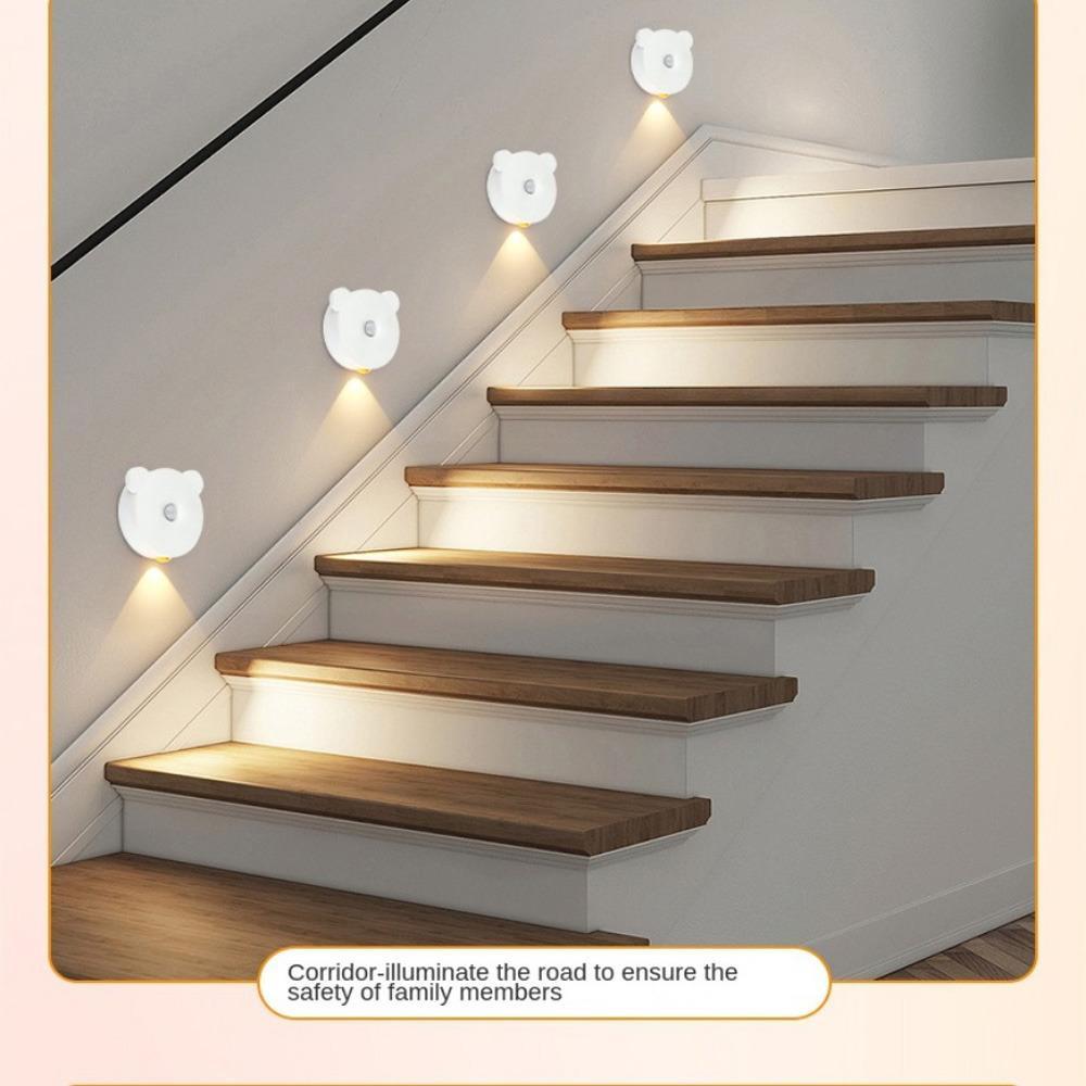 Светодиодный ночник с датчиком движения человека, PIR-сенсор движения, настенный светильник, перезаряжаемый через USB, шкаф, коридор, лестница, кухонный светильник