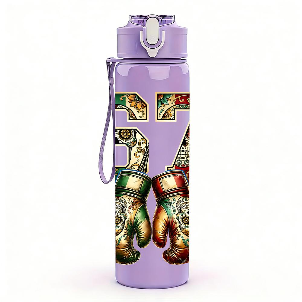 1PC Ornate Number Sixty Seven Art 750ml Color Plastic Water Bottle Leakproof Flip Straw Lid For Sports Office Home Use