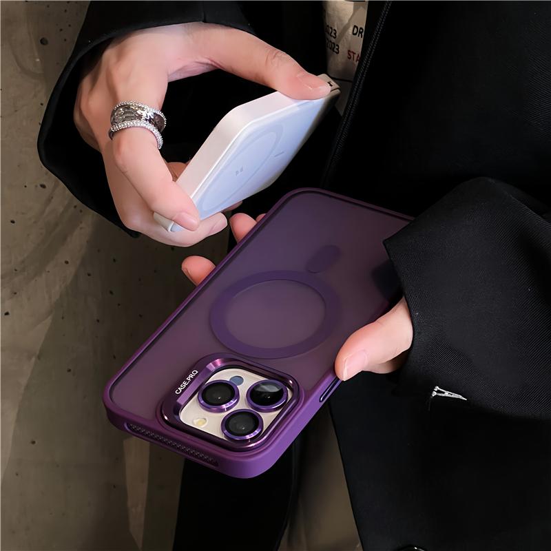 Роскошный матовый чехол для iPhone 15 Pro Max с магнитным креплением Magsafe для iPhone 11 12 13 14 16 Plus, защитная крышка с подставкой-держателем для объектива
