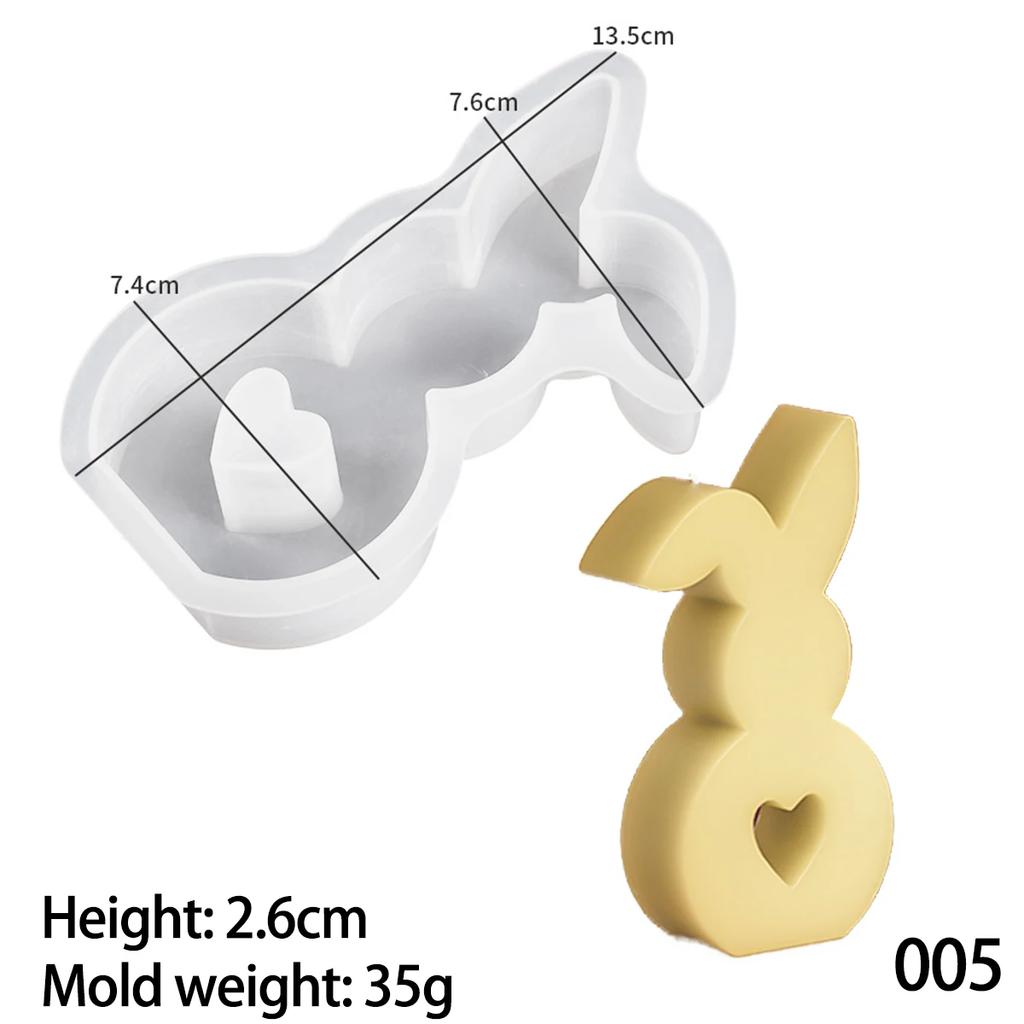 DIY Easter Bunny Candle Silicone Mold Love Cute Rabbit Handmade Soap Aromatherapy Gypsum Ornament Resin Crafts Molds Home Decor