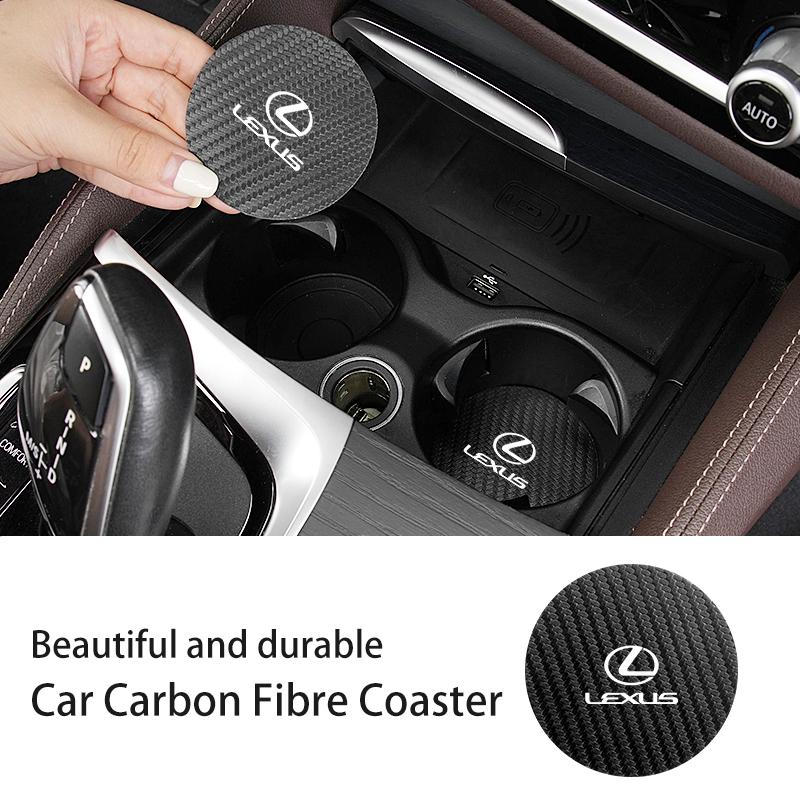 CKU5 2Pcs Car Accessories Water Coaster Console Mug Drink Anti-Slip Mat For Lexus CT200h ES250 ES300h IS250 IS200 GS300 GS460 GX470