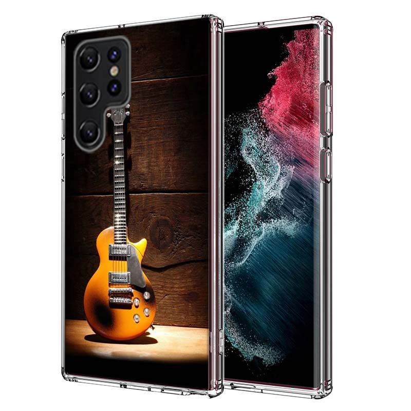 Retro rock Music Electric Guitar Phone Case For Samsung S25 Edge S24 FE Galaxy S21 S20 FE S23 S22 Ultra S10 Plus S10E Cover Clea