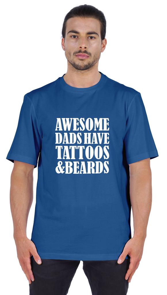 Inkmeso Мужская графическая футболка с круглым вырезом «У потрясающих пап есть татуировки и бороды»