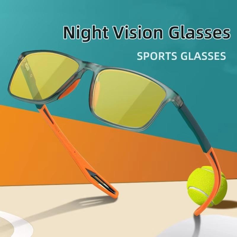 Non-polarized Sports Night Vision Men Women Fashion Anti Blue Light Computer Eyewear Unisex Flexible Square Frame Anti-glare Driving Eyewear