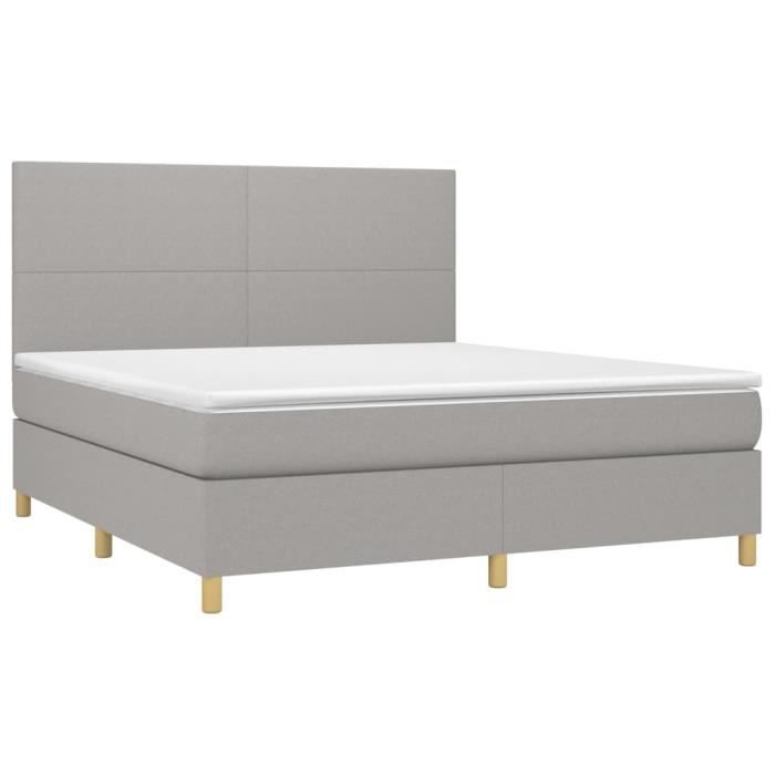 VidaXL Divan Bed with Mattress Light Grey 180x200cm Fabric - Model 3142193