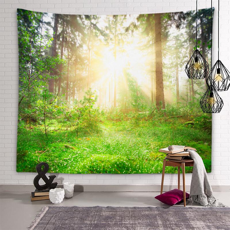 Приморский закат, пейзаж с закатом, гобелен, солнечный лес, украшение стены, гобелен для гостиной, эстетика комнаты, украшение для дома