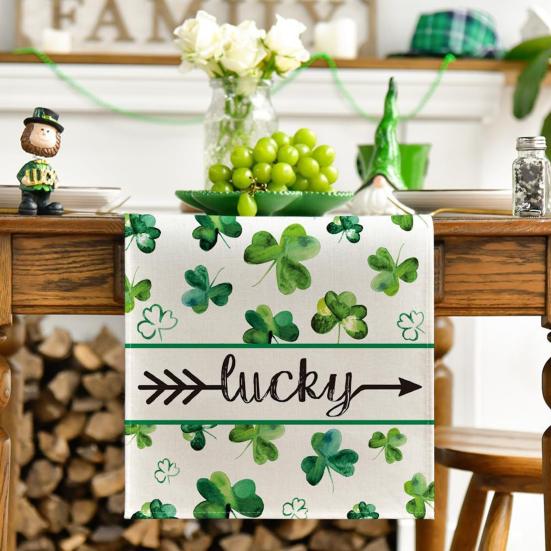 Дорожка для стола на день Св.. Украшение ко Дню Патрика с принтом клевера, легкое в уходе, нескользящее
