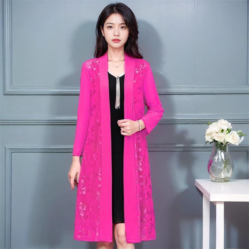 Средний возраст Женский Кардиган Тонкий Стиль Солнцезащитная Одежда Пальто Женская Летняя Шаль Длинные Солнцезащитные Топы Куртка