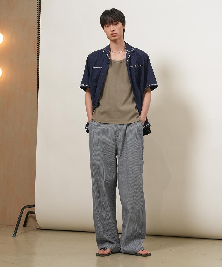 GENERALIDEA Man Side Pocket Striped Pants [Navy] / Gf1Mpt014