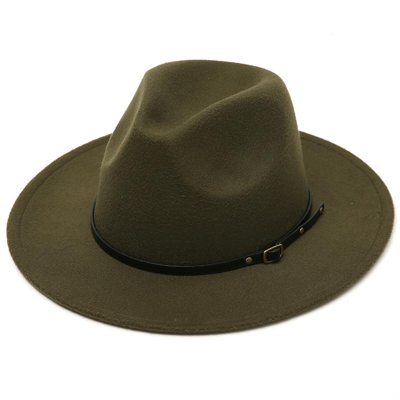 Classic British Belt Buckle Wool Fedora Hat Men Women Imitation Woolen Winter Felt Hats Fashion Jazz Hat Chapeau