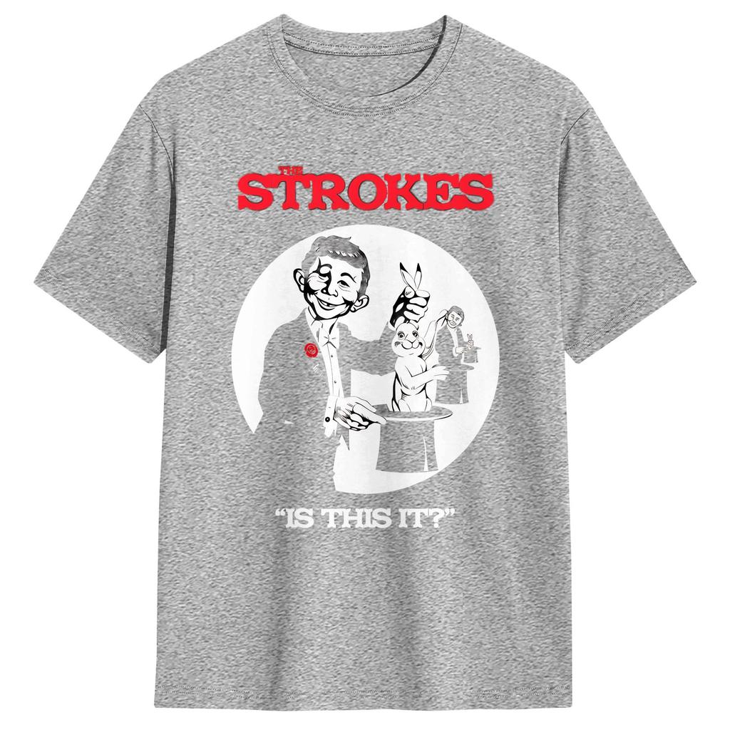 The Strokes Band TShirt Beach Pure Cotton T Shirts For Male Hip Hop Printed Tshirt Short Sleeves Y2K Basic Top Tees