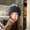 Retro Fair Isle Style Jacquard Knitted Hat for Women In Autumn and Winter Face Showing Small Toe Cap Thickened Warm Ear Protection Woolen Hat