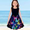 Sleeveless 3D Colorful Butterfly Print Summer Daily Cute Casual Sweet Kids A Line Dresses Tank Dress Girls' Dresses