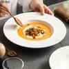 Relief Texture Ceramic Deep Plate Thick Soup Plate Salad Plate Dessert Plates Restaurant Molecular Cuisine Creative Tablewares