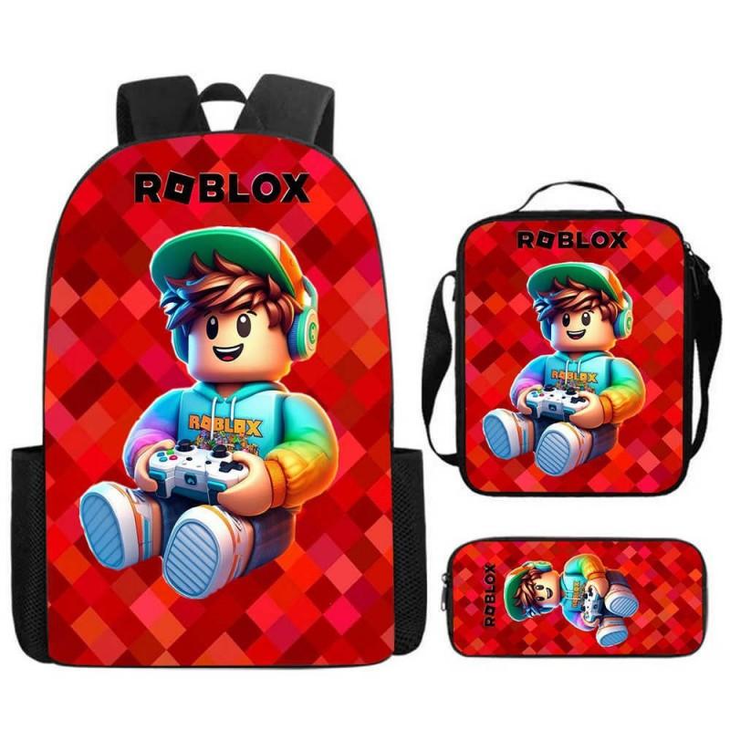 ROBLOX Themed Kids Backpack School Lightweight Durable Oxford Fabric Bag With Padded Straps Cartoon Print Grades 1-9